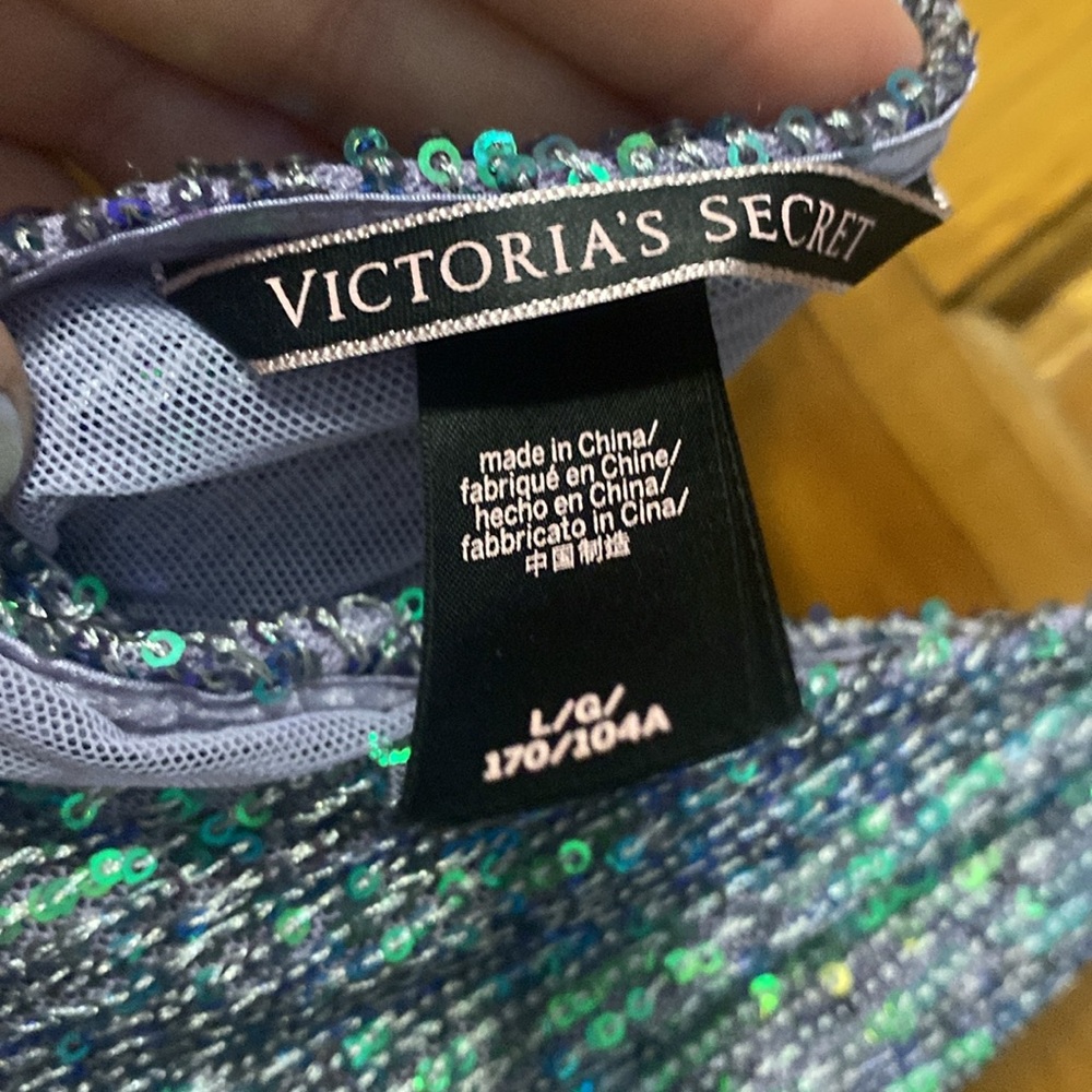 VS teal and purple sequin sparkly night gown slip dress. Size large NWOT - Picture 7 of 7